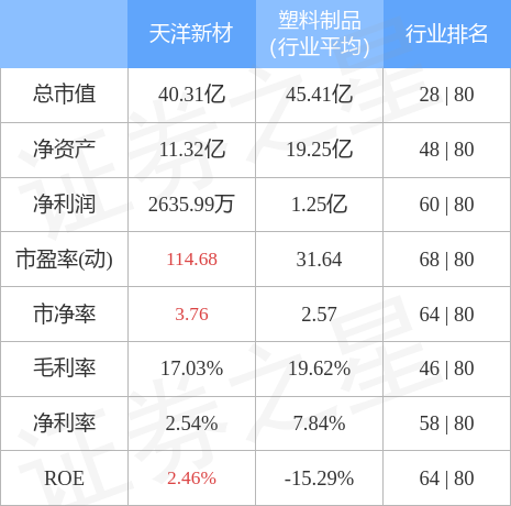 天洋新材60333012月21日主力资金净买入75696万元