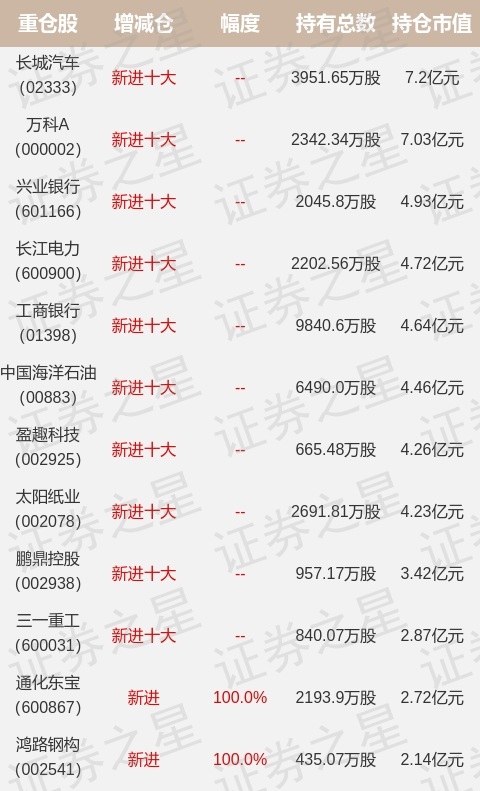 嘉實基金譚麗最新持倉重倉長城汽車嘉實價值長青混合型基金