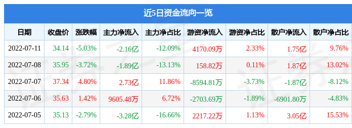 长城汽车7月11日主力资金净卖出216亿元