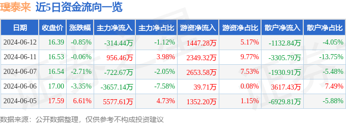 璞泰来（603659）6月12日主力资金净卖出314.44万元